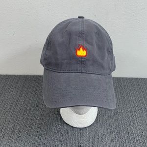 Fire Emoji Baseball Hat Unisex One Size Gray Strapback Cap North & Acrux